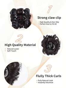 女士高马尾合成假发，带蝴蝶结发夹，卷发，高花苞头设计，适合女士日常佩戴和聚会场合。 - 彩色 - 查看 2