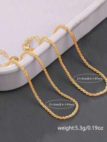 2 piezas de tobilleras de doble capa en tono plateado brillante para mujeres - Dorado - Ver 6