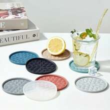 Coasters Set Of 8 Non-Slip Black Round Cup Silicone Mats For Drinks Coffee Beer Wine Glasses Bottles Reusable Home And Bar Accories 10cm - Black - View 7