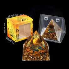 1pc Natural Crystal Ball Pyramid Ornament, Resin Wrapped Crystal Chips Home Decoration, Boxed Lucky Fengshui Desktop Small Ornament - Multicolor - View 15