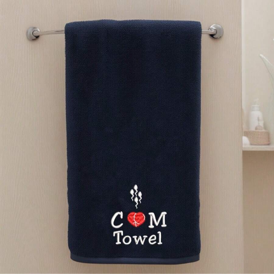 1pc 35*75cm Super Soft Embroidered Letter Funny Face Towel, Suitable For Boyfriend, Honeymoon Gift, Thanksgiving, Christmas, Valentine's Day, Partner's Birthday, Wedding Anniversary, White Elephant, Gag Gift - Multicolor - View 1