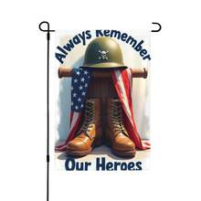 1PC Always Remember Our Heroes Patriotic Garden Flag Double Sided 12x18 Inch American Flag Boots Yard Flag Outdoor Decoration For Memorial Day Veterans Day Independence Day - Style 5 - 查看 1