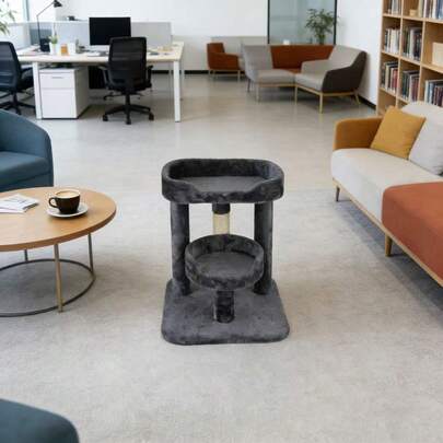 Double-Layer Suede Cat Tree: A Lazy Castle For Cats. Multi-Functional Cat Tree: Unlock Your Cat's Vertical Life. Essential For Small Apartments. One-Stop Solution For Rest And Play.