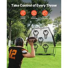 7 X 7 Ft Football Trainer Throwing Net, Training Throwing Target Practice Net With 5 Target Pockets, Knotless Net Includes Straps And Portable Carry Case, Improve QB Throwing Accuracy, Black - 7*7 Ft 5-hole Black - View 2