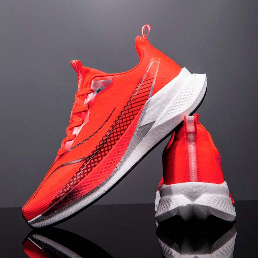 Breathable Mesh, Dissipates Stuffiness, Non-Slip Outsole, Stable Grip, Unisex Carbon Plate Running Shoes - Red - View 1