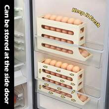 Refrigerator Egg Storage Box, Automatic Egg Rolling Rack, Large Capacity Refrigerator Dedicated Egg Rack Storage Box, Rolling Egg Storage Box, Refrigerator Side Door Egg Paper Box, Egg Holder Dedicated Fresh-Keeping Box - White - View 2