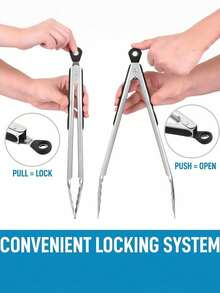 1pc Extra Long Barbecue Tongs, Steel Metal Cooking Tongs Suitable For Grilling, BBQ, Buffet - Multicolor - View 7