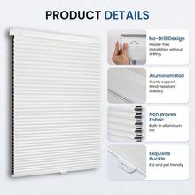 No Tools No Drill Cordless Cellular Shades,34 W X 36 H,Blackout Honeycomb Blinds For Indoor Windows,UV Protection Privacy No Drill Blinds For Home,Door,White - 白色黑色34 - 查看 3