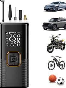 Pompa Kompresor Udara Mobil Nirkabel, Pompa Ban Elektrik Portabel Tekanan Tinggi untuk Mobil, Pompa Sepeda dengan Pengukur Tekanan, Lampu LED dan Aksesori Mobil, Cocok untuk Mobil, Sepeda Motor, Sepeda dan Bola Olahraga - MultiWarna - View 8