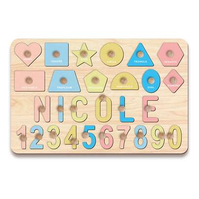 Personalized Name Puzzle, Baby Name Puzzle, Early Educational Toy For Baby Boys Or Girls, 3D Letter Puzzle Toy, Wooden Letter Puzzle, Easter, Halloween, Thanksgiving, Christmas Gift, Baby's 1st Birthday Gift, Wooden Puzzle, Personalized Gift, Birthday Gift, Customized Wooden Puzzle Toy, Anniversary Gift, Building Block Gift Set