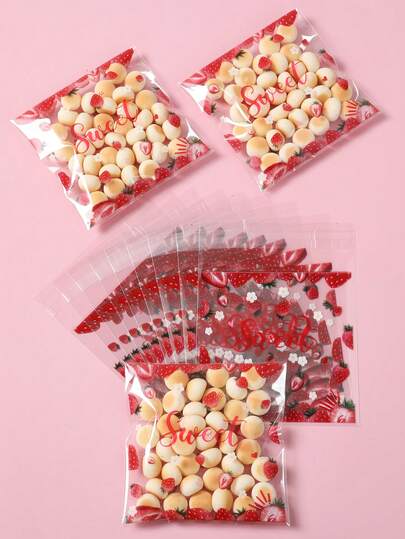 100Pcs Strawberry Transparent Pattern Self-Sealing Candy Bag,Gift Bag,Gift Wrapping Bag,Treat Bag,Snack Chocolate Biscuit Baking Bag,Candy Wrapping Bag,Packaging Bag,Spring/Summer Decor,Birthday Party Favor Bag,Strawberry Theme Party Decor, 1st Birthday Party Supplies,Wedding Decor,Bridal Shower Favors,Babyshower Supplies,Birthday Party Decor,Gender Reveal Party Supplies,Holiday Party Favors