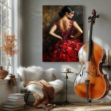 1pc Mexico Wall Art, Winter Wall Art, Christmas Decorations Framed Wall Art, Wrapped Canvas Poster Vintage Prints, Woman In Red Dress, Floral Pattern, Abstract Painting - Abstract, Abstract, Contemporary, Modern Style, Perfect Gift Decor, Wall Art for Living Room Bedroom Office, Hanging Hardware Included - Wrapped Framed Canvas, Vertical - Lienzo enmarcado - Ver 7