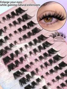 104 Pieces Of False Eyelash Clusters, False Eyelash Extensions, Fluffy Individual Eyelashes, C-Curl, Mixed Lengths Of 8-15mm, Natural Eyelash Extensions, DIY Cluster Eyelashes, With Soft Fine Bands, Reusable, Eyelash Clusters, False Eyelash Clusters, Single False Eyelashes, False Eyelashes - C - 查看 2