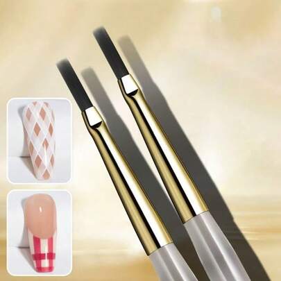 Flat Rectangular Nail Art Brush, Suitable For Grid, Lattice Patterns And Smooth Nail Polish Application, Can Outline Contours And Draw Stripes, Easy To Operate, Durable Material, DIY Nail Art Tool, Suitable For Beginners And Nail Salons