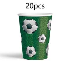 80件套足球主题餐具套装，7/9英寸派对餐盘、餐巾纸、纸杯，生日派对礼物、装饰品，纸杯，餐巾纸，适合生日主题派对用品，甜点盘，饮料杯 - 綠色 - 查看 10
