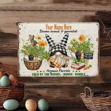 1pc Customizable Easter Metal Sign With Carrot Field & Rabbit Design, Personalized Holiday Decor For Room, Garden, Farm, Party Gifts, Rustic Wall Art, 8x12 Inches (20x30cm), Farmhouse Style Wall Decor, Durable Outdoor Sign, Outdoor Decoration - Multicolor - View 5