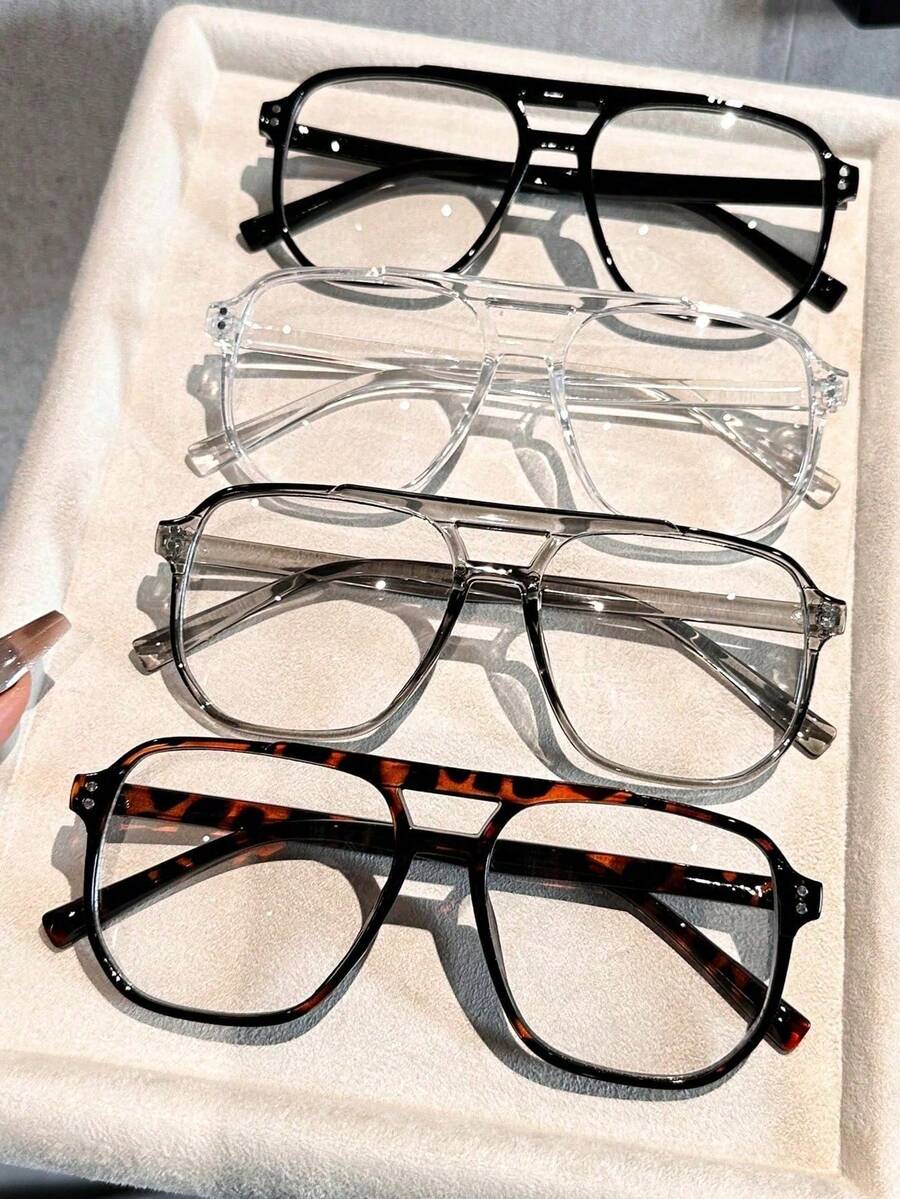 4 قطع/1 قطعة نظارات إطار طيار متعددة الألوان شفافة للنساء لاستخدامها في التصوير الشارعي والحياة اليومية والمكتب والقراءة والتنزه والسفر والأنشطة الخارجية - شفاف - مشاهدة 1