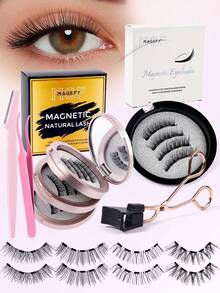4 Pairs CC Curled Magnetic False Eyelashes Set With Magnetic Clips - Natural Lashes - View 2