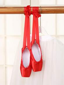 Fashion Red Ballet Pointe Shoes For Women, Ballet Dance Shoes With Ribbons, Fashion Ballet Flats Slippers