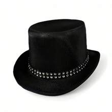 Stage Costume Top Hat For For Men And Women  Style Shiny Rhinestone Tuxedo Magician Cap - 黑色 - 查看 6