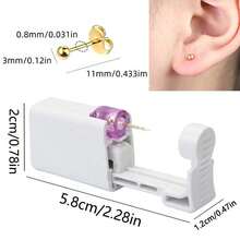 Kit de perforación de oreja desechable de 1/2/4/6/8 piezas con aretes incorporados - Dorado - Ver 6