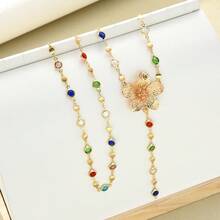Vintage Colorful Rhinestone Multi-Layer Necklace Cross Pendant Zinc Alloy Gold Plated Stacked Wear Collarbone Chain - Kiểu 4 - Xem 4