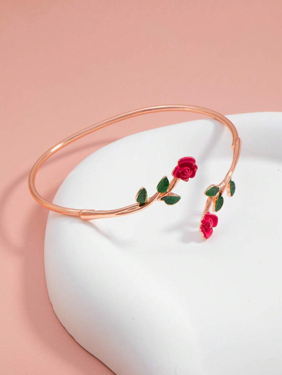 1件优雅玫瑰花手链，适合日常佩戴
