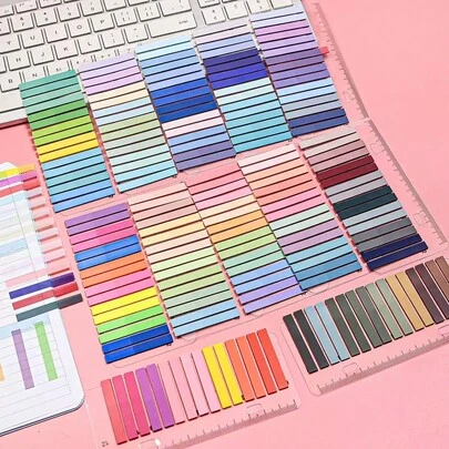1pc/6pcs/12pcs Multi-Color Self-Adhesive Label Sticker Set, 320 Sheets Per Style, Ultra-Thin Index Tabs, Student Essential For Back To School, Reading Markers, Gradient Colors, Suitable For Office, Campus Documents Organization And Notebook