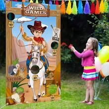 Conjunto de Jogo de Cowboy, Jogo Divertido com Tema do Velho Oeste para Festas Infantis e Adolescentes, Inclui 3 Sacos de Feijão, Banner Premium, Ideal para Decoração de Festa de Aniversário com Tema de Cowboy, Decorações e Artigos de Cowboy - Multicolorido - Ver 14