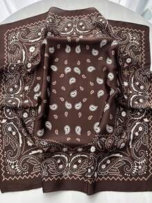 1条波西米亚风70厘米头巾，休闲腰果印花方巾/领巾，男女皆宜