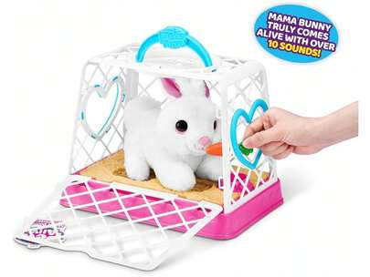  ZURU Pets Alive Mama Bunny Surprise Interactieve Pluche Speelgoedset met Babykonijntjes, Magische Fles, Stickers, Opbergkooi, Meer dan 10 Geluiden, Geschikt voor kinderen vanaf 3 jaar