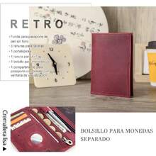 Soporte para pasaporte de piel de grano completo con bloqueo RFID, portafolios para pasaporte de viaje, funda delgada para pasaporte con 4 ranuras para tarjetas, bolsillo para monedas,40426751 - Azul - Ver 2