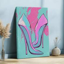 1pc Mexico Wall Art, Winter Wall Art, Christmas Decorations Wooden Framed Wall Art, Wrapped Canvas Vintage Prints Poster, High Heels, Pink Shoes, White Dots - Modern, Modern, Artistic, Bold Colors Style, Perfect Gift Decor, Wall Art for Living Room Bedroom Office, Hanging Hardware Included - Wrapped Framed Canvas, Vertical - Lienzo enmarcado - Ver 3