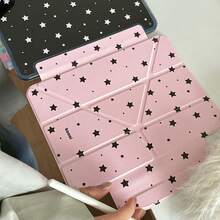 可爱粉色星星极简扁平保护套，兼容苹果第11代、Pro 2025新款、第10代、Air 7/6、11英寸，带笔槽，防弯折，时尚平板电脑保护套，适合女孩使用 - 粉色 - 查看 3