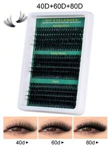 290pcs 40D+60D+80D D DIY Eyelash Cluster, Premium D-Curl Fluffy & Natural Lash Cluster For Eyelash Extension - Reusable, Lightweight & Easy To Apply Makeup Lash Clusters Kit,Lashes,Eyelashes,Fake Lashes - D - View 4