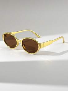 1 Pair Women's Oval PC Gold Y2K Personalized Street Style Fashion Fashion Glasses - Multicolor - View 11