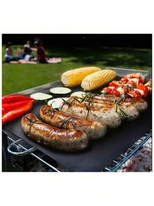 Outdoor Grill Mat For Barbecue - Non-Stick Reusable Grill Mat Set, Dual-Sided Usage.Thin Enough To Preserve Grill Marks And Flavor, Yet Thick Enough To Deliver Ultimate Heat Resistance And Durability.Suitable For Gas, Charcoal, Or Electric Grills.Easy To Clean, Perfect For Any Grilling Method Including Charcuterie,  Charcoal, Electric Ovens, And Even Infrared Grills.Can Be Cut Into Any Shape You Desire To Make Cooking Easier And More Delicious. - Black / 33*40 - View 7