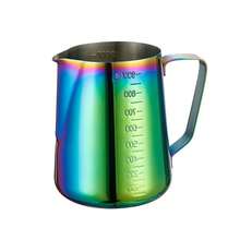 Taza de café con leche de 350/600/900ML, taza de flores de acero inoxidable, jarra de espuma antiadherente para cappuccino y arte latte - 550 ml con báscula - Ver 3