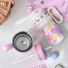 Stainless Steel Insulated Tumbler With Handle, Vacuum Double-Wall Water Bottle - Multicolor - View 3