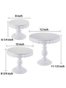 Set Of 3 Round Metal Cake Stand Set, Displaying Table For Birthday Party Cake Display Baby Shower Wedding Pastry Decor Supplies Cupcake Dessert Decoration,Dessert Table Display Set/Food Display Stands/Christmas Decor/Funny Gifts - 白色 - 查看 10