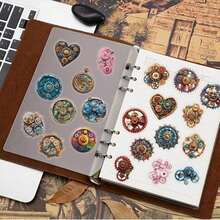 Transparent Vintage Gear Wheel Stickers For Scrapbooking PET Gear Stickers Vintage Craft Colorful For Journaling Scrapbooking Clear Flower Decals (Gold) - Gold - View 3