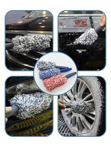 1pc Ultra Soft Microfiber Tire Brush, Long Handle Wheel Cleaner, Scratch-Free Bristles, Suitable For Full Car Wash, Comfortable Grip - Cleaning Brush - View 1