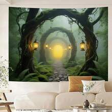 Fairy Tales Magical Forest Tapestry, Nature Tree Of Life With Elves Landscape Tapestry Wall Hanging Multi-Use Blanket Decor Tapestry For Living Room BedRoom - Multicolor - View 2