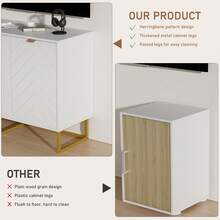 Clóset Buffet Moderno de 47 Pulgadas con Almacenamiento, clóset de Almacenamiento de Madera con Puertas y Estante, Mesa de Consola Credenza para Comedor, Sala de Estar, Entrada, Color Blanco - Blanco - Ver 5