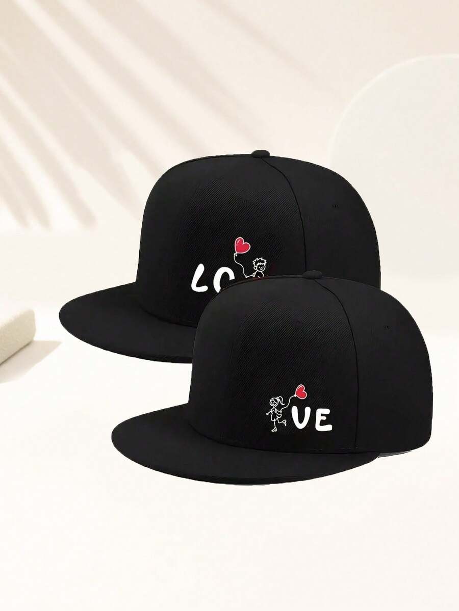 Hippie Baseball Cap With "LOVE" Print, Unisex Adjustable Snapback Hip Hop Couple Hat, Suitable For Travel, Vacation, Sports, Beach, Campus Life, Cruise, Also An Ideal Valentine's Day Gift With Y2K Dad/Mom Hat Elements - Multicolor 1 - View 1