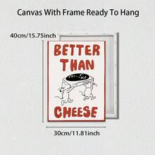 1 件帆布印刷海报，可爱卡通老鼠，音乐比奶酪更好，现代时尚创意设计，墙壁艺术海报，适用于客厅、卧室、沙发背景装饰，可更换画布，最大尺寸 60*90 厘米，木质磁性挂轴（带简易木质挂轴），艺术礼品，家居装饰