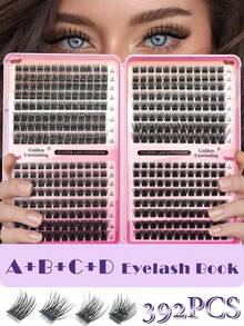 392pcs False Eyelash Clusters - Premium D-Curl Fluffy & Natural Lash Extensions For DIY Eyelash Grafting, Reusable, Lightweight, Easy To Wear - D - View 7