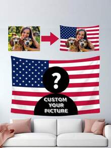 1pc Personalized Photo Wall Hanging - Vibrant Printing Craft, Customized Design For Unique Gifts - Celebrate Anniversaries, Birthdays, Weddings And More Occasions, Fashionable Home Decor, Room Flag, Suitable For Anniversary, Valentine's Day, Birthday, Youth Festival, Wedding, Christmas, And Housewarming Decoration In Living Room, Bedroom, Bathroom, And Tea Room. Seasonal Selection, Autumn Home Renewal, Scandinavian Style Cozy Home, Winter Elegance, Autumn Decor, Warm Atmosphere - Multicolor - View 3