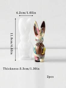 1/2pcs Egg-Holding Rabbit Chocolate Silicone Mold, Easter Cake Mold, DIY Pudding Silicone Mold, Aromatherapy Candle & Plaster Ornament Mold - White - View 9