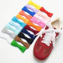 1 Pair Lace Shoelaces, Ballerina Style Cute Accessory, White Silk Lace Trim Shoelaces - Cz-lace Lace-navy - View 5